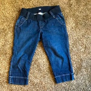 Maternity blue jean capris